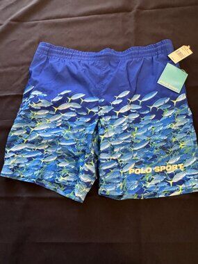 Polo "Schooling Fish" Blue Swim Trunks; New with tags; Size L
